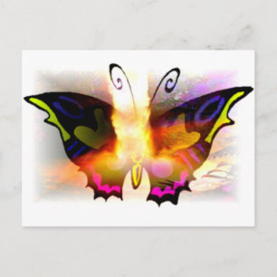 Carte Postale Papillon de feu de néon brillant