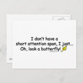 Carte Postale Papillon de la série à courte attention (Devant / Derrière)