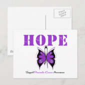 Carte Postale Papillon de l'espoir du cancer du pancréas (Devant / Derrière)