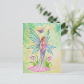 Carte Postale Papillon de printemps Fée Fantaisie Art (Debout devant)