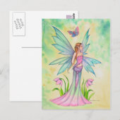 Carte Postale Papillon de printemps Fée Fantaisie Art (Devant / Derrière)