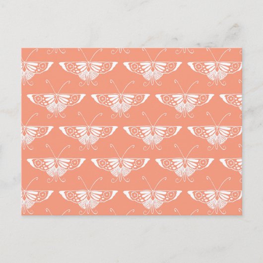 Carte Postale Papillon Deco stylisé - corail orange (Devant)
