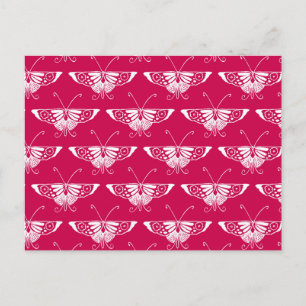 Carte Postale Papillon déco stylisé - rose fuchsia