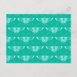 Carte Postale Papillon déco stylisé - turquoise et aqua