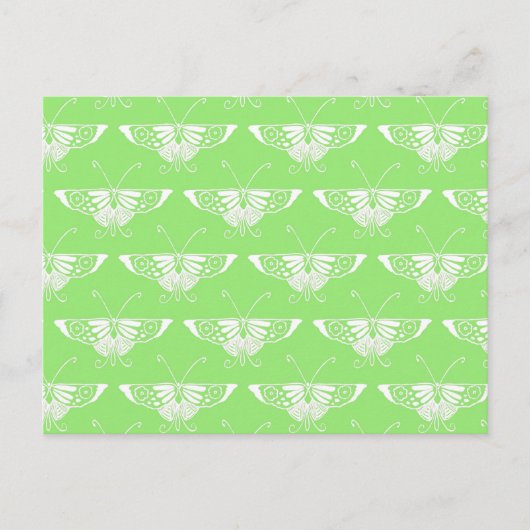 Carte Postale Papillon déco stylisé - vert citron (Devant)