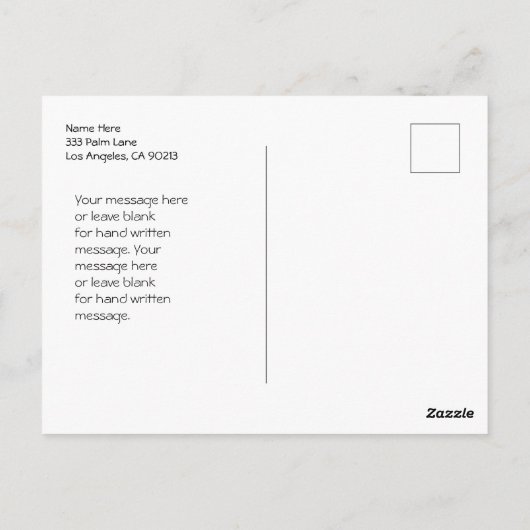 Carte Postale Papillon Diamant Blanc, Nom de Script, Violet Roya (Dos)