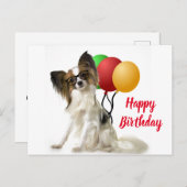 Carte postale Papillon Dog avec voeux d'anniversai (Devant / Derrière)