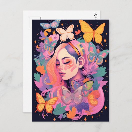 Carte postale Papillon Dreamy (Devant / Derrière)