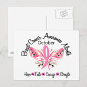 Carte Postale Papillon du mois de sensibilisation au cancer du s (Devant / Derrière)