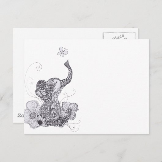 Carte Postale Papillon éléphant (Devant / Derrière)