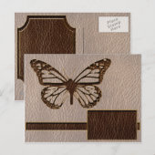 Carte Postale Papillon en cuir doux (Devant / Derrière)