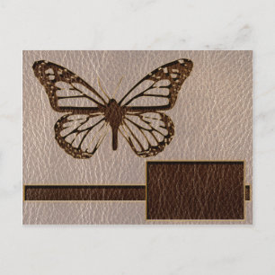 Carte Postale Papillon en cuir doux
