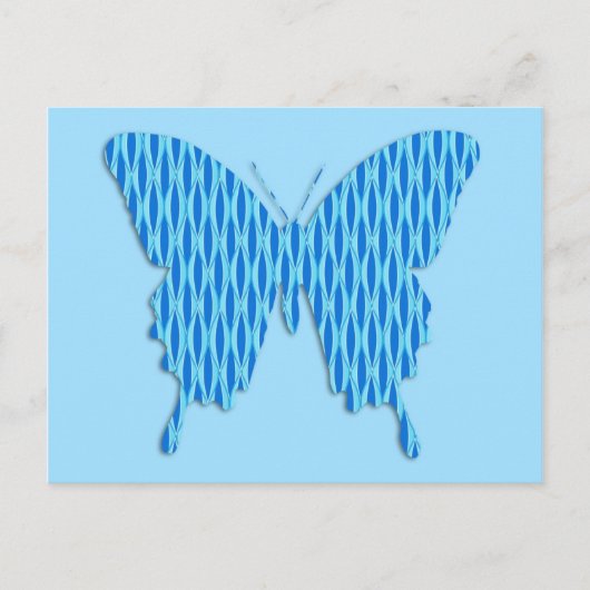Carte Postale Papillon en impression abstraite - nuances de bleu (Devant)