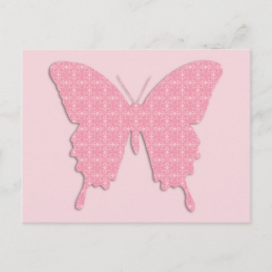 Carte Postale Papillon en impression papier peint - rose clair (Devant)