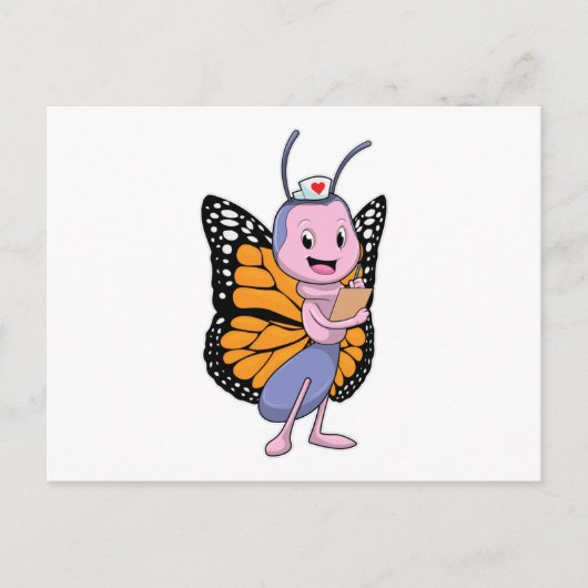 Carte Postale Papillon en infirmière (Devant)