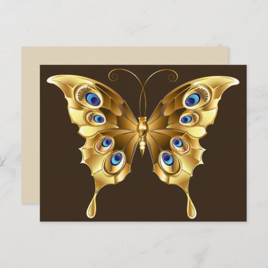 carte postale papillon en or (Devant / Derrière)