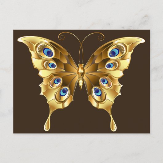carte postale papillon en or (Devant)