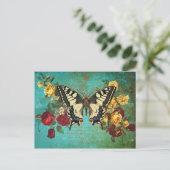Carte Postale Papillon en Rose (Debout devant)