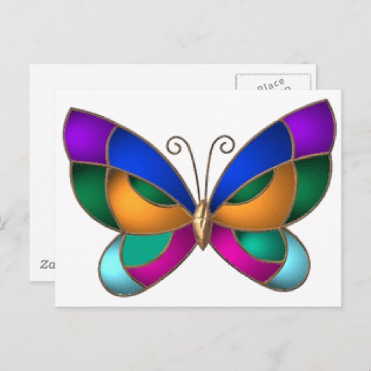 Carte Postale Papillon en verre tendu (Devant / Derrière)