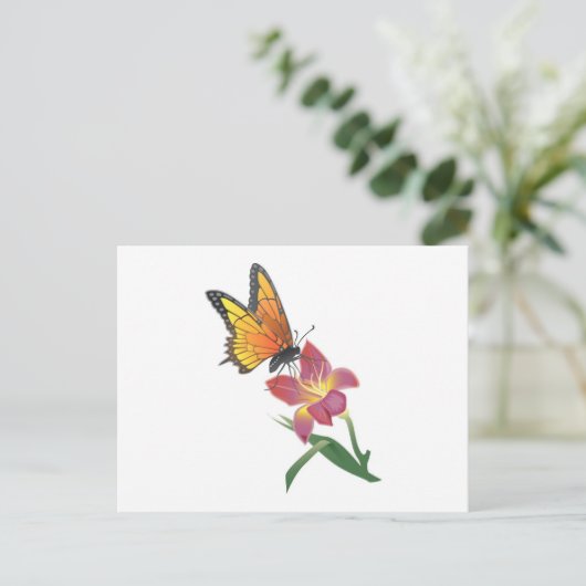 Carte Postale Papillon et Fleur (Debout devant)