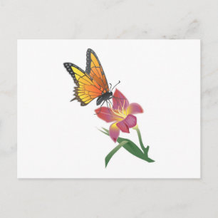 Carte Postale Papillon et Fleur