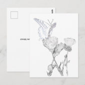 Carte postale - Papillon et fleurs à colorier (Devant / Derrière)