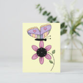 Carte Postale Papillon Et Marguerite Rose (Debout devant)