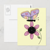 Carte Postale Papillon Et Marguerite Rose (Devant / Derrière)