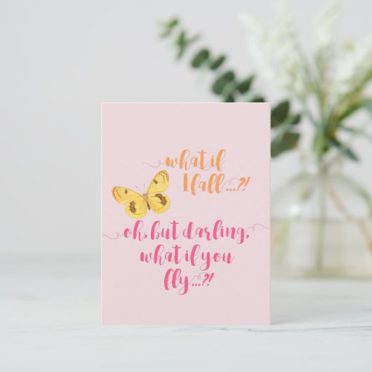 Carte Postale Papillon Et si je tombe ? - Devis inspirant (Debout devant)