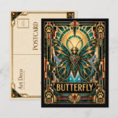 Carte Postale Papillon, faune Art déco (Devant / Derrière)