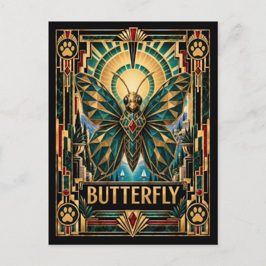 Carte Postale Papillon, faune Art déco (Devant)