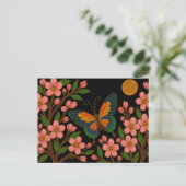 Carte Postale Papillon Fleur de Cerisier Lune (Debout devant)