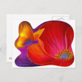 Carte Postale Papillon Fleur de Pavot Rose - Multi (Devant / Derrière)