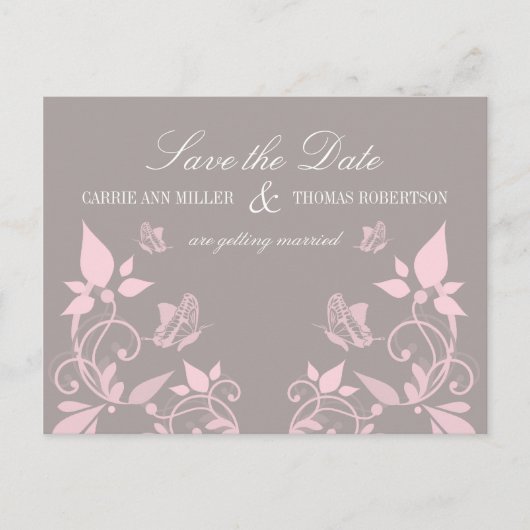 Carte postale papillon floral pour annoncer votre  (Devant)