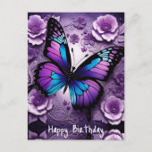Carte Postale Papillon floral violet pour anniversaire (Devant)