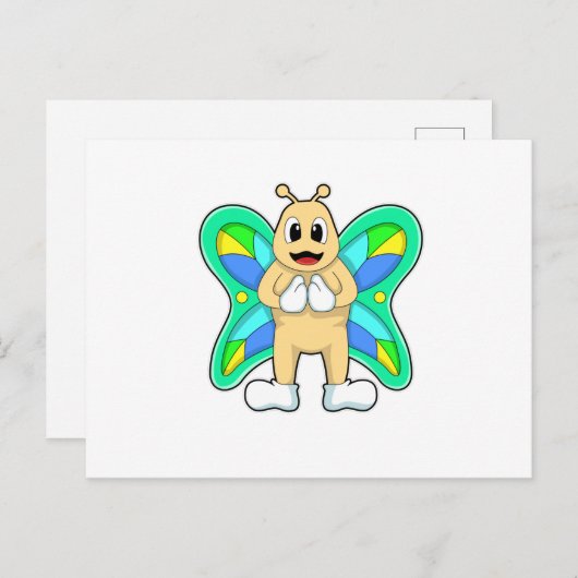 Carte Postale Papillon heureux (Devant / Derrière)