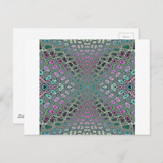 Carte Postale Papillon Hologramme multicolore Fractal Abstrait (Devant / Derrière)