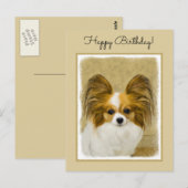 Carte Postale Papillon (Hound Tri) Peinture - Art Chien original (Devant / Derrière)