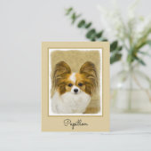 Carte Postale Papillon (Hound Tri) Peinture - Art Chien original (Debout devant)