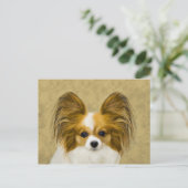Carte Postale Papillon (Hound Tri) Peinture - Art Chien original (Debout devant)