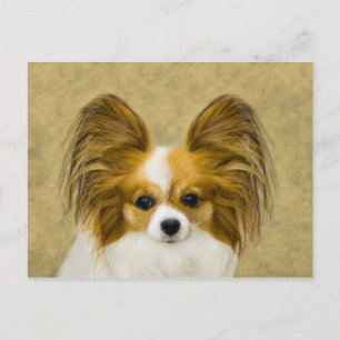 Carte Postale Papillon (Hound Tri) Peinture - Art Chien original