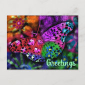 Carte Postale Papillon Insecte Abstrait violet vert rose orange (Devant)