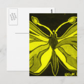 Carte Postale Papillon jaune, insecte-dame (Devant / Derrière)