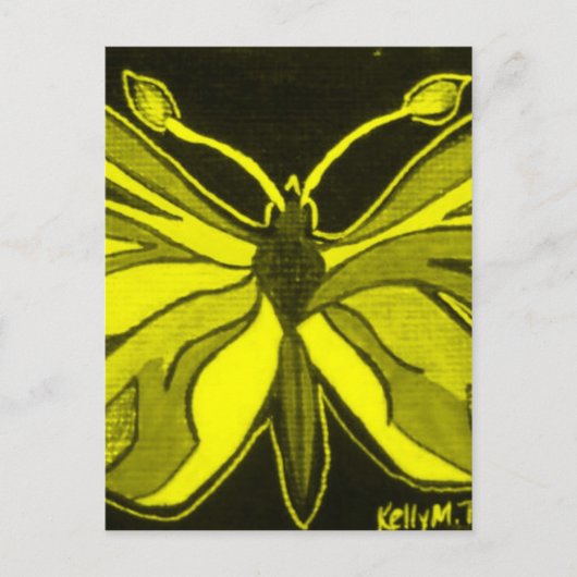 Carte Postale Papillon jaune, insecte-dame (Devant)