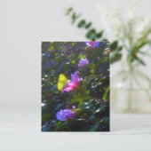 Carte Postale Papillon jaune sur Rose rose de Sharon (Debout devant)