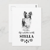 Carte Postale Papillon Life est meilleur avec Custom Dog Name (Devant / Derrière)