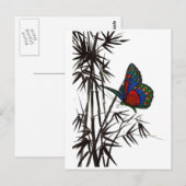 Carte Postale papillon mignon dans le bambou (Devant / Derrière)