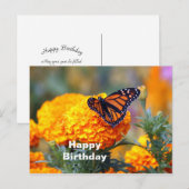 Carte Postale Papillon Monarch Marigold Photo Anniversaire (Devant / Derrière)