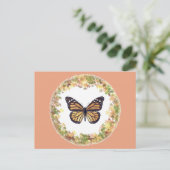 Carte Postale Papillon monarque dans un cadre de feuilles (Debout devant)