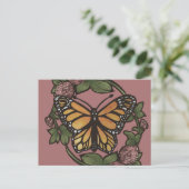 Carte Postale Papillon monarque et trèfle (Debout devant)